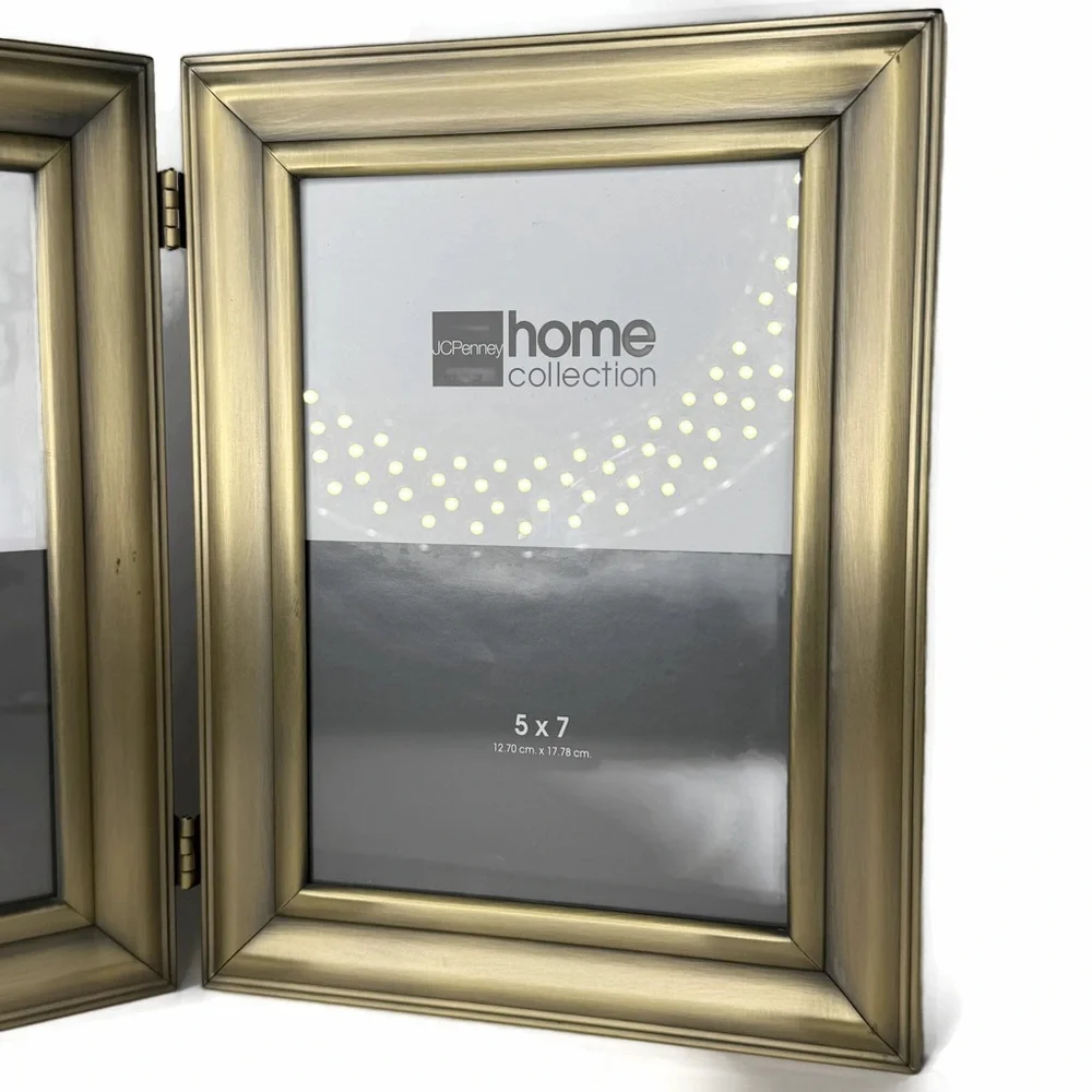 Vintage JCPenney Home Collection Double Photo Frame in Gold Tone 5 x 7 Pictures